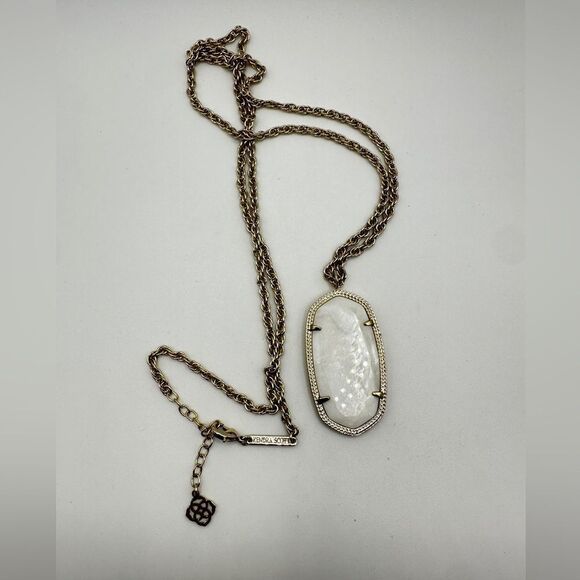 Kendra Scott Rae Ivory Mother of Pearl in gold tone necklace! - Picture 9 of 11